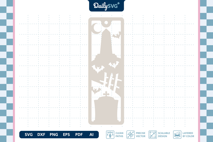 Graveyard Bookmark Halloween SVG