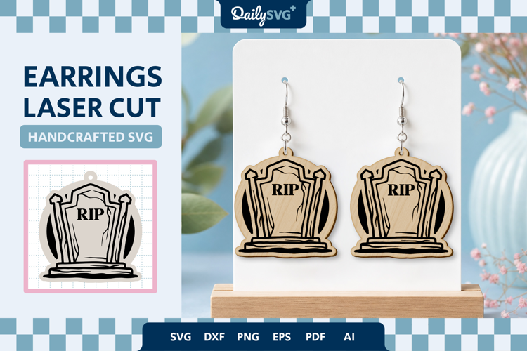 Halloween Tombstone Earrings Laser Cut SVG