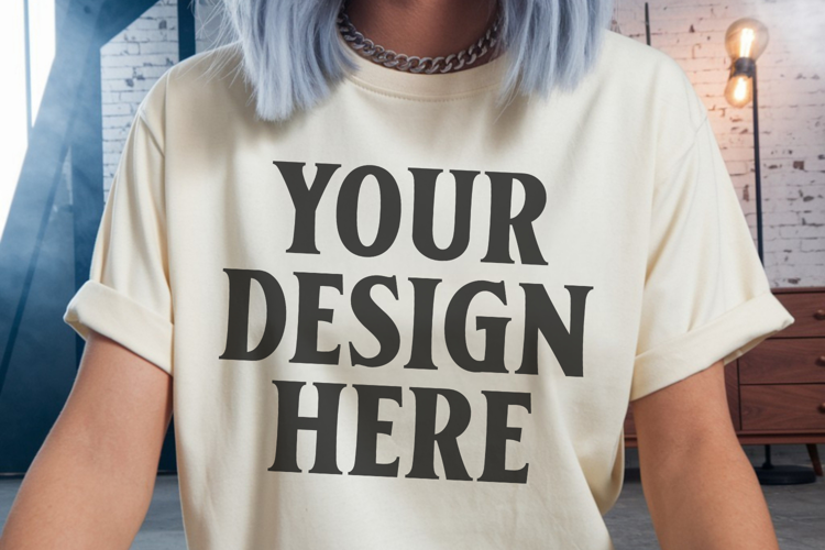 Comfort Colors 1717 Ivory T-Shirt Mockup