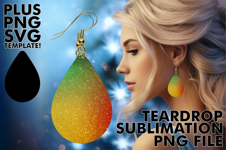 Glitter Teardrop Elegance: Sublimation Bliss