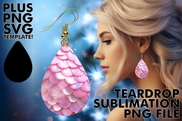 Sublimation Sensation: 3D Mermaid Scale Teardrops example image 1