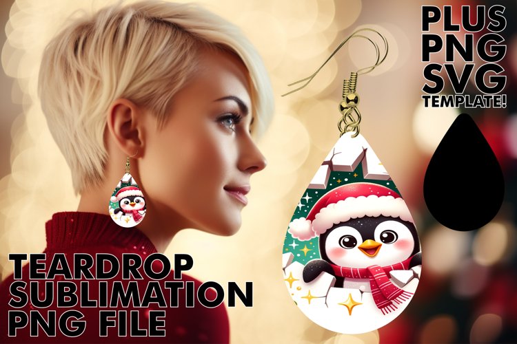 Colorful penguin Teardrop Earring Sublimation Fun