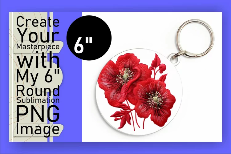 Color Splash Embroidered Flower Keychain