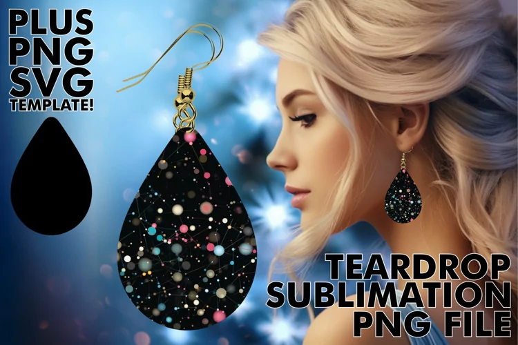 Celestial Elegance: Sublimation Starry Teardrop Earrings