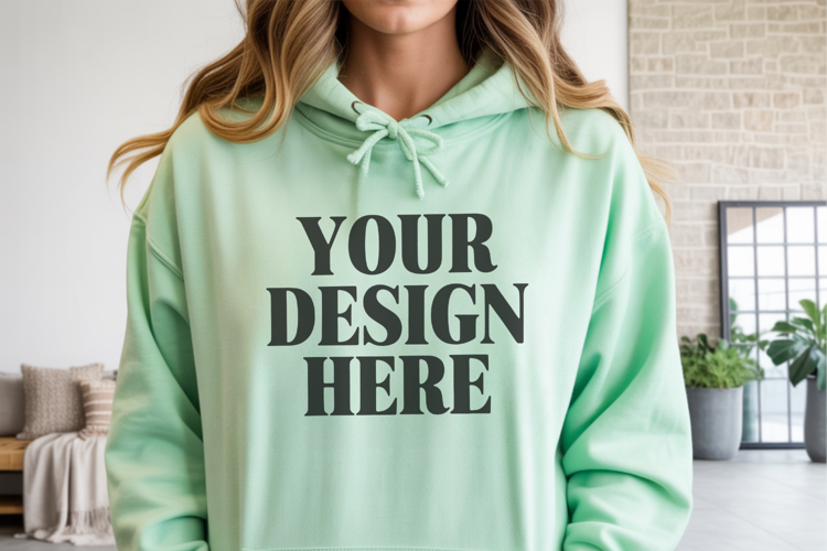 Mint Gildan 18500 Hoodie Mockup ,Cozy Unisex Sweatshirt Moc
