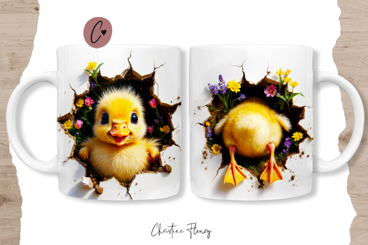 Funny Spring Duck Break Through Mug Wrap