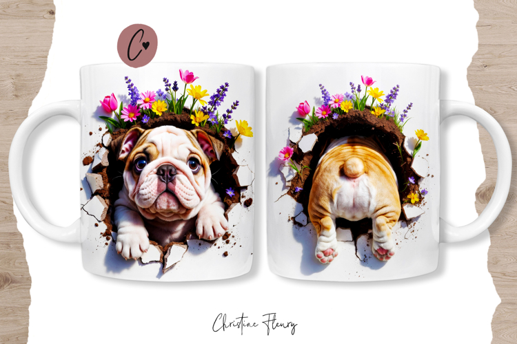 Funny Spring Bulldog Break Through Mug Wrap