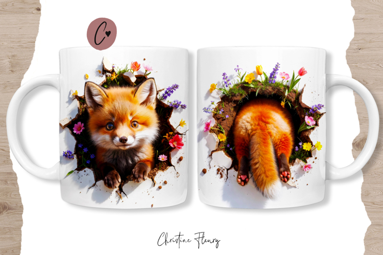 Funny Spring Fox Break Through Mug Wrap