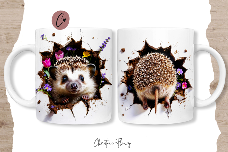 Funny Spring Hedgehog Break Through Mug Wrap