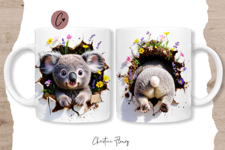 Funny Spring Koala Break Through Mug Wrap