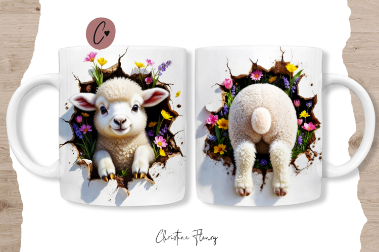 Funny Spring Lamb Break Through Mug Wrap