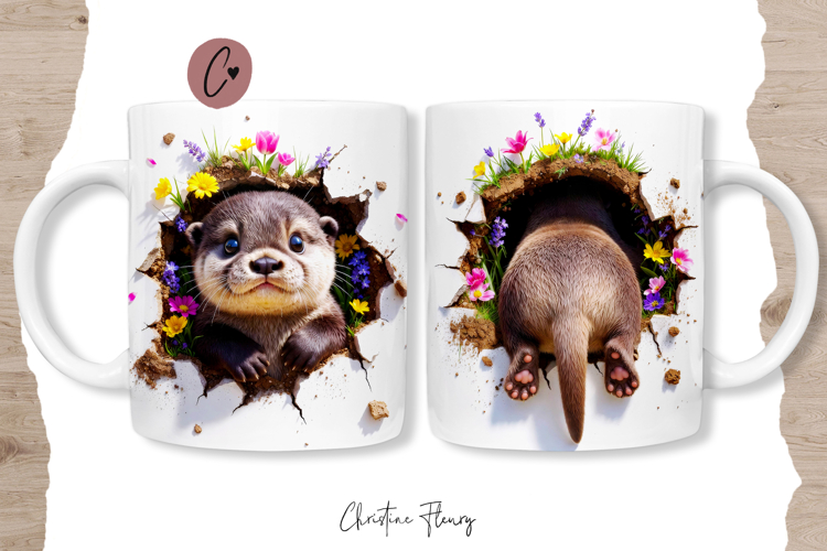Funny Spring Otter Break Through Mug Wrap