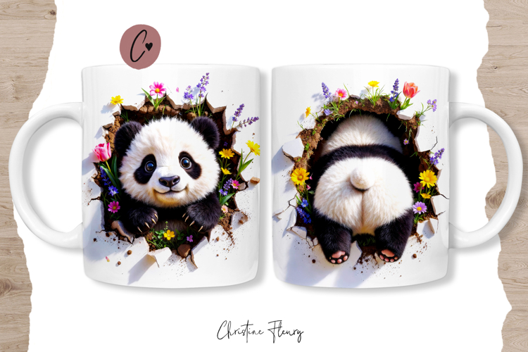 Funny Spring Panda Break Through Mug Wrap