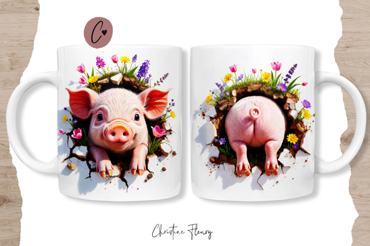 Funny Spring Pig Break Through Mug Wrap