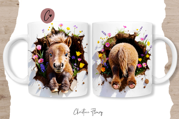 Funny Spring Pony Break Through Mug Wrap