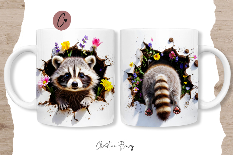 Funny Spring Raccoon Break Through Mug Wrap