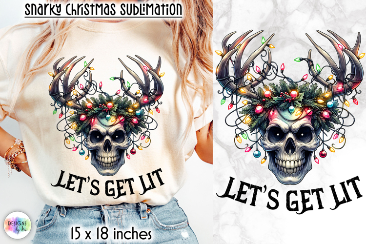 Christmas Skull Snarky Sublimation, Funny Dark Santa PNG