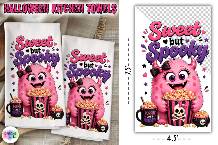 Halloween Kitchen Towel PNG, Sweet but Spooky