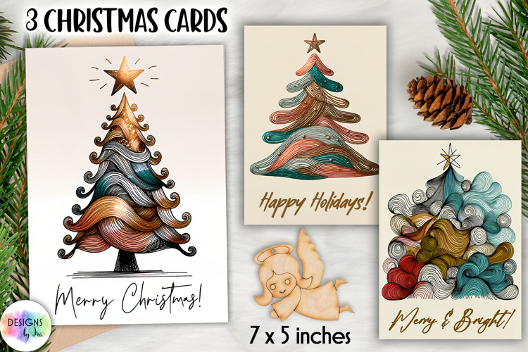 Christmas Tree Greeting Cards, Abstract Christmas Tree Print