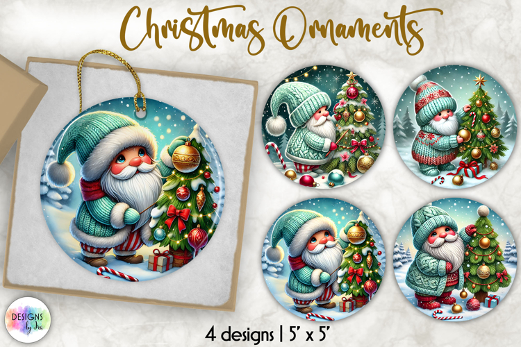 Christmas Ornament Sublimation, Cute Nordic Gnome Ornament
