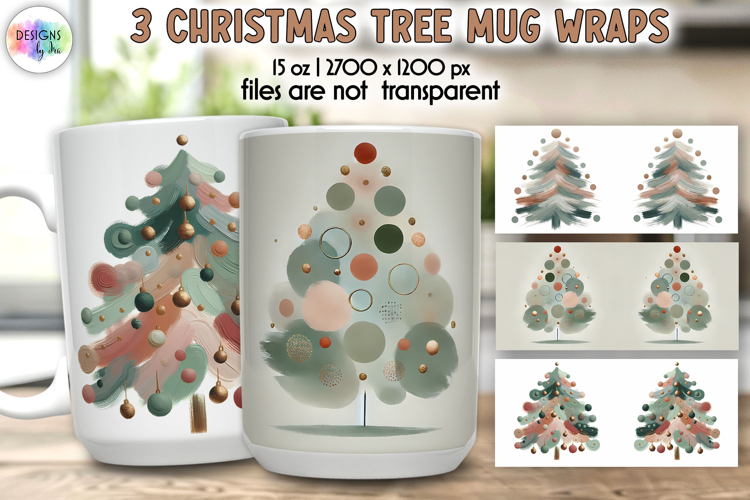 Christmas Tree Mug Wraps, 15 oz Christmas Tree Mug Wrap PNG