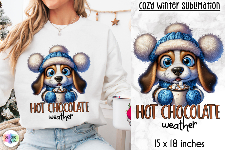 Cute Winter Animal Sublimation, Hot Cocoa Quote PNG, Cozy