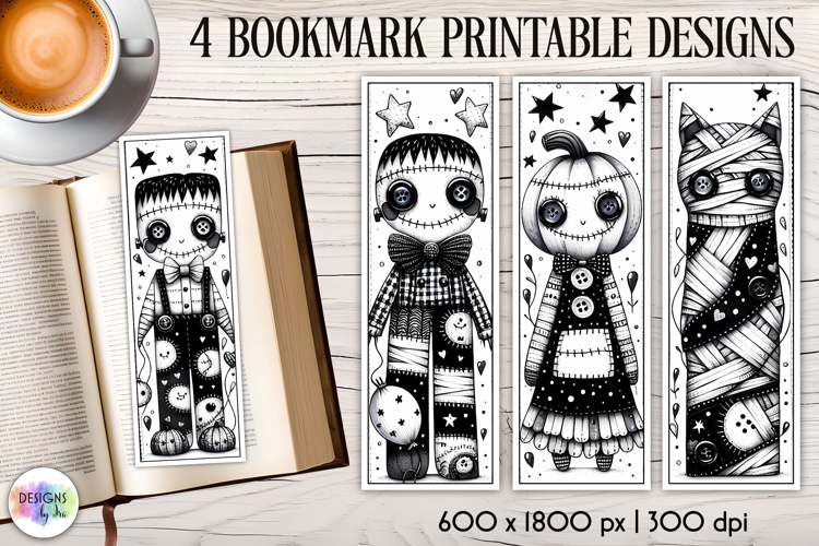 Halloween Bookmarks, Gothic Black and White Bookmarks