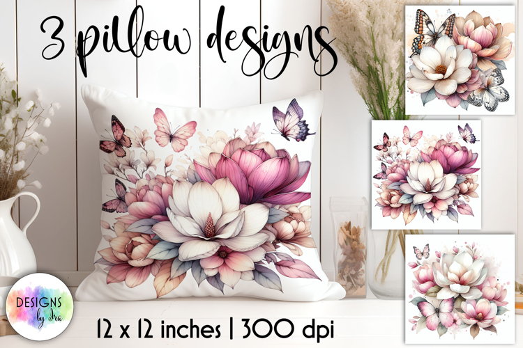 Elegant Magnolia Watercolor Floral Illustration & Butterfly