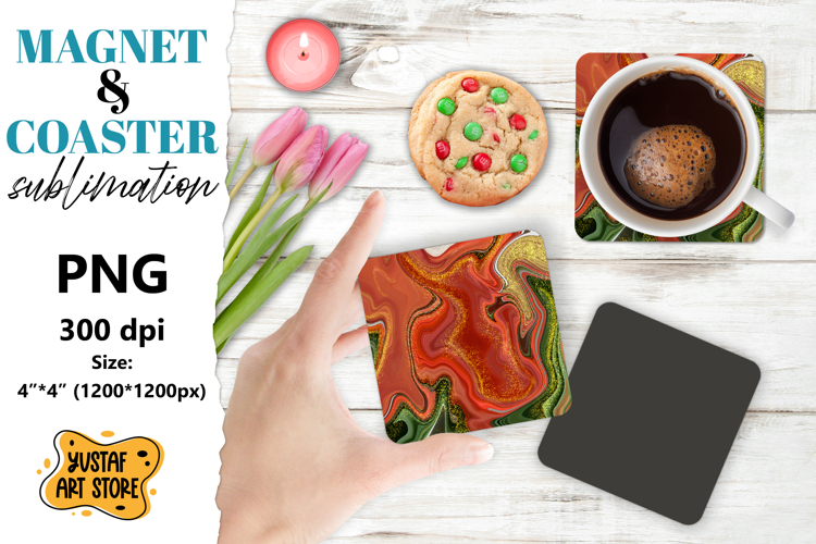 Abstract paint magnet/coaster sublimation. Fluid art