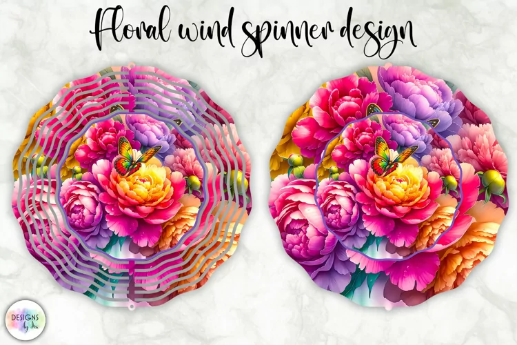 Spring Flowers Wind Spinner | Peony and Sunflowers Design