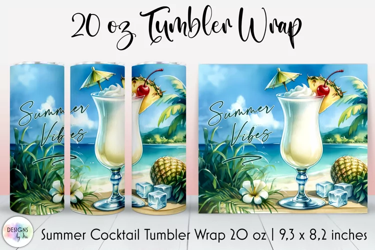 Summer Cocktail Tumbler Wrap, Tropical Summer, Summer Vibes
