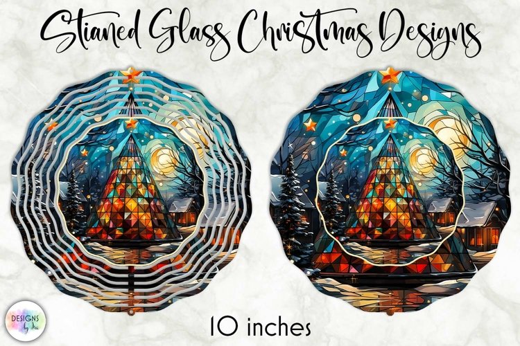 Christmas Tree Stained Glass Wind Spinner Sublimation example image 1