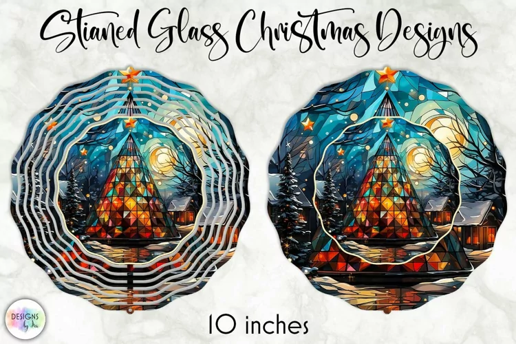 Christmas Tree Stained Glass Wind Spinner Sublimation