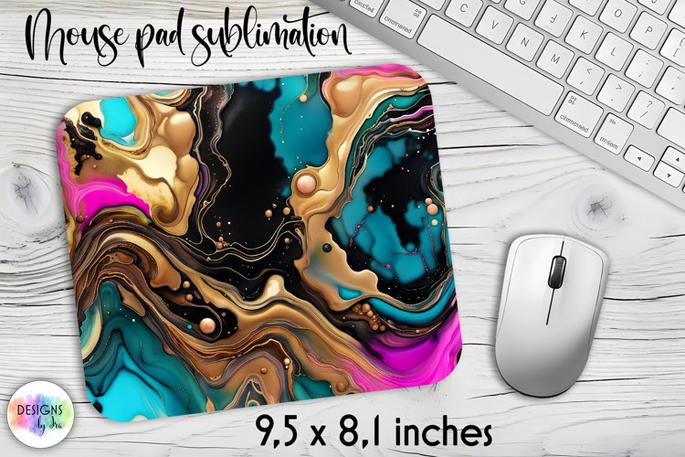 Abstract Fluid Art Mouse Pad, Marble Texture Mouse Pad Print example image 1
