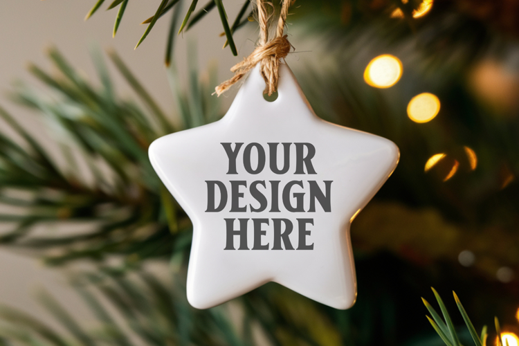 Christmas Star Ceramic Ornament Mockup | Holiday Star Tree