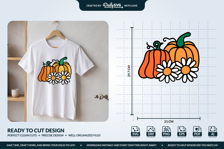 Pumpkin and Daisies SVG