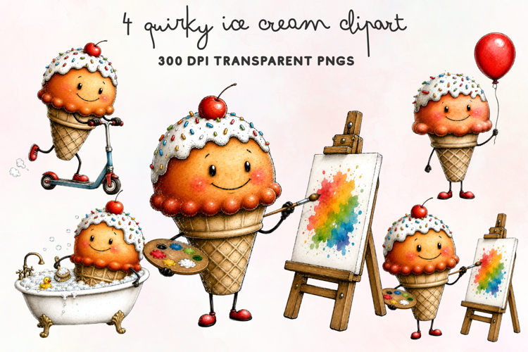 Quirky Ice Cream Clipart PNG