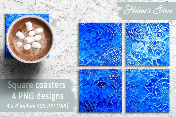Christmas coaster designs |Square coasters| blue sublimation