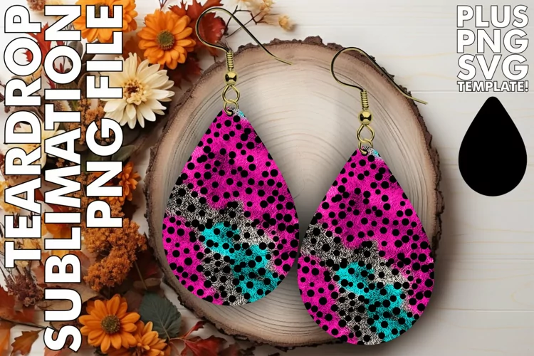 Shimmering Leopard Print: Sublimation Teardrop Earrings