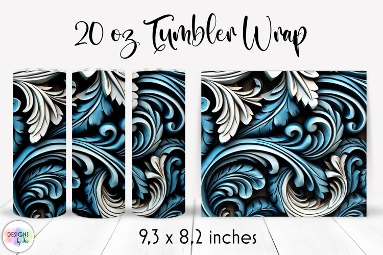 3d Effect Wood Carving Tumbler Wrap | Wood Carved Ornament
