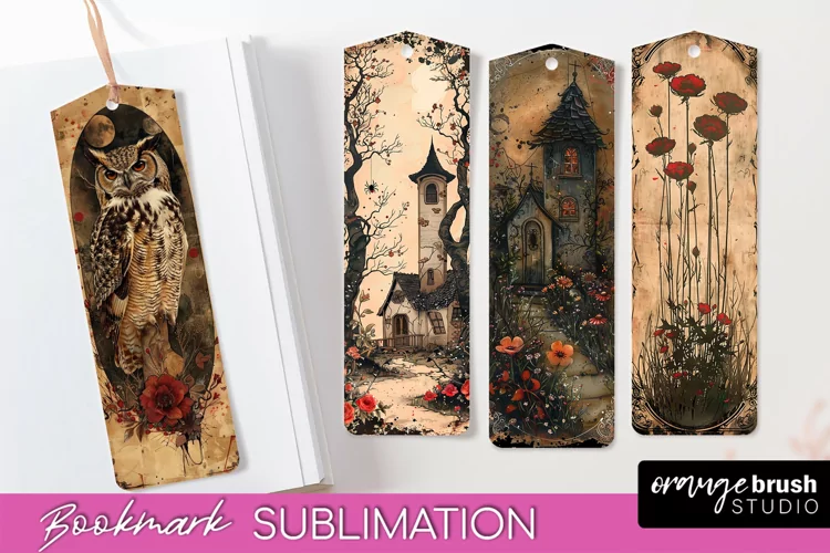 Vintage Halloween Bookmark - Printable Scrapbook Bookmarks
