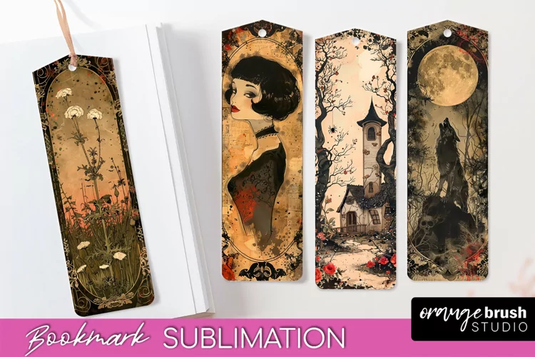 Vintage Halloween Bookmark - Printable Scrapbook Bookmarks