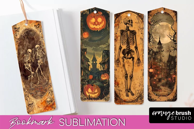Vintage Halloween Bookmark - Printable Scrapbook Bookmarks