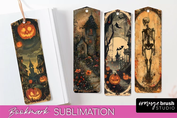 Vintage Halloween Bookmark - Printable Scrapbook Bookmarks