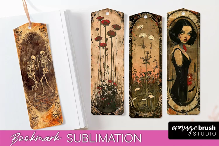 Vintage Halloween Bookmark - Printable Scrapbook Bookmarks