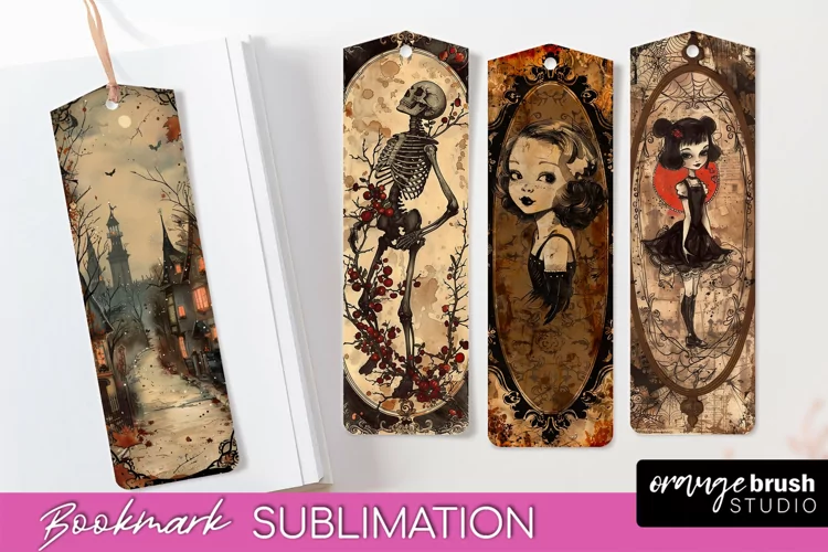 Vintage Halloween Bookmark - Printable Scrapbook Bookmarks