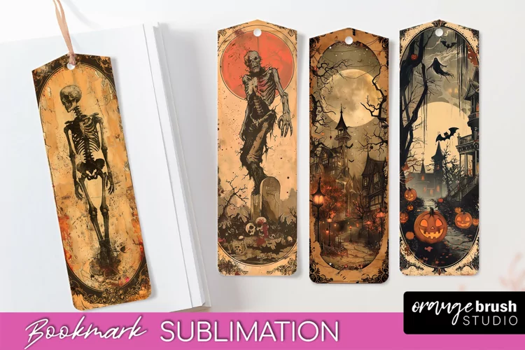 Vintage Halloween Bookmark - Printable Scrapbook Bookmarks