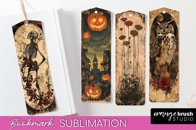 Vintage Halloween Bookmark - Printable Scrapbook Bookmarks