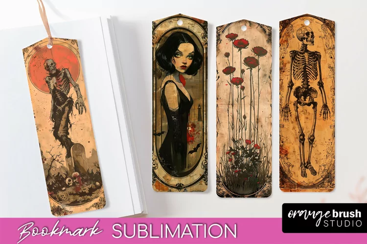 Vintage Halloween Bookmark - Printable Scrapbook Bookmarks