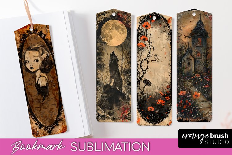 Vintage Halloween Bookmark - Printable Scrapbook Bookmarks